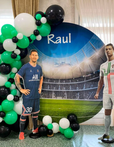 Decoración con globos temática futbolera